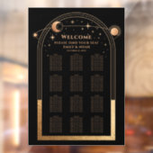 神秘的な黒金ゴールド太陽ムーンスターズ結婚ズ ウィンドウサイン (シート2)