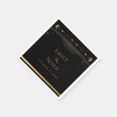 神秘的な黒金ゴールド太陽ムーンスターズ結婚ズ スタンダードカクテルナプキン (角)