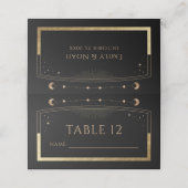 神秘的な黒金ゴールド太陽ムーンスターズ結婚ズ プレイスカード (外部開封)