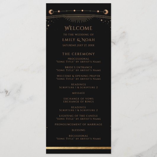 神秘的な黒金ゴールド太陽ムーンスターズ結婚ズ プログラム (正面)