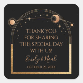 神秘的な黒金ゴールド太陽ムーン天文学結婚の スクエアシール
