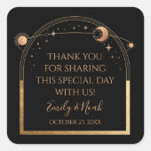 神秘的な黒金ゴールド太陽ムーン天文学結婚の スクエアシール (正面)