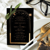 神秘的な黒金ゴールド太陽ムーン天文学結婚の 招待状