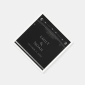 神秘的な黒銀の太陽の月の結婚星 スタンダードカクテルナプキン (角)