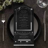 神秘的な黒銀太陽の月天文学結婚の オールインワン招待状