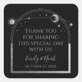 神秘的な黒銀太陽の月天文学結婚の スクエアシール (正面)