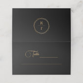 神秘的な黒黄金モノグラム プレイスカード (外部開封)