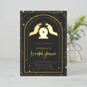 神秘的な〔占星術の〕十二宮図タロットシナブライダルシャワー 箔招待状 (立ち正面)