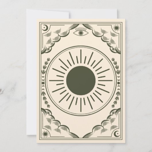 神秘的エレガントなオリーブタロットゴシック結婚ズ 招待状 (裏面)