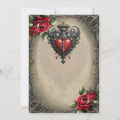 神秘的エレガントなゴシック様式ハート セーブザデート (裏面)