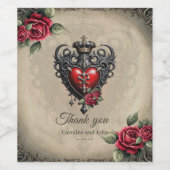 神秘的エレガントなゴシック様式ハート ワインラベル (シングルラベル)