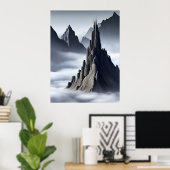 神秘的エレガントなピークに城AI生成 ポスター (ホームオフィス)