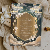 神秘的エレガントな化膿性の結晶は日付を保存 招待状