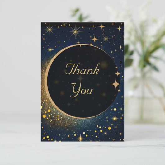 神秘的エレガントな月の天結婚の月 サンキューカード (スタンド正面)