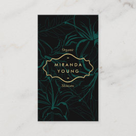 神秘的エレガントな花柄の緑 名刺