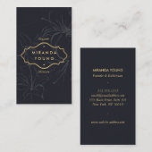 神秘的エレガントな花柄グレー 名刺 (正面/裏面)