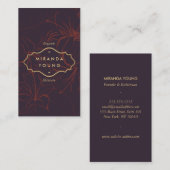 神秘的エレガントな花柄ブルゴーニュ 名刺 (正面/裏面)