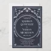 神秘的エレガントな銀タロットゴシック結婚ズ 招待状 (正面)