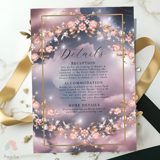 神秘的エレガントフローラ庭園の結婚式 エンクロージャーカード