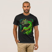 神秘的オリエンタルドラゴン Tシャツ (正面フル)
