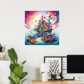 神秘的カラフル自然ファンタジー地 ポスター (ホームオフィス)