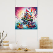 神秘的カラフル自然ファンタジー地 ポスター (キッチン)