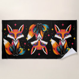 神秘的キツネ ビーチタオル