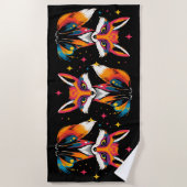 神秘的キツネ ビーチタオル (正面)