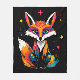 神秘的キツネ フリースブランケット