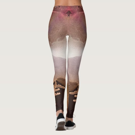 神秘的グラデーションブラック宇宙銀河系ジュピタースパークルズ レギンス (裏面)