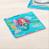 神秘的サイレンデザイン スクエアペーパーコースター (アングル)