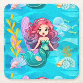 神秘的サイレンデザイン スクエアペーパーコースター