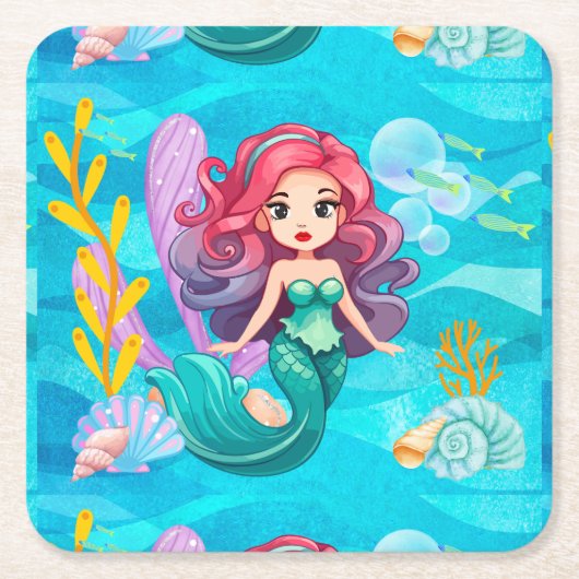 神秘的サイレンデザイン スクエアペーパーコースター (正面)