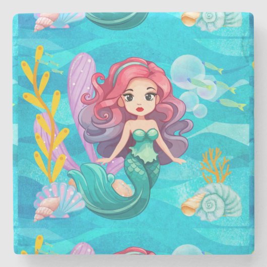 神秘的サイレンデザイン ストーンコースター (正面)