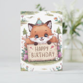 神秘的シンプルキツネ誕生日 カード (スタンド正面)