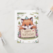 神秘的シンプルキツネ誕生日 カード (正面/裏面インサイチュ)