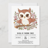 神秘的デジかわいらしタルフクロウ誕生日 招待状 (正面)