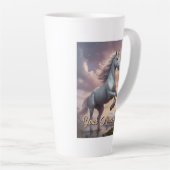 神秘的パーソナライズされたな白ユニコーン カフェラテマグ (右アングル)