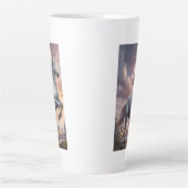 神秘的パーソナライズされたな白ユニコーン カフェラテマグ (正面)