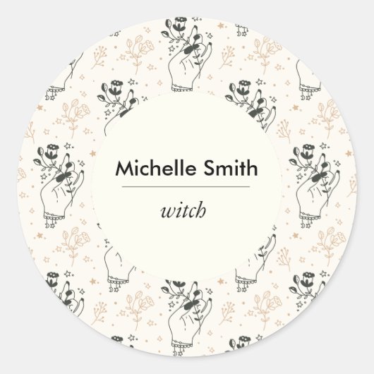 神秘的パーソナライズされたボヘミアンクラシックラウンドステッカー ラウンドシール (正面)