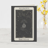 神秘的パーソナライズされた海軍タロットフォーチュン誕生日 カード (黄色い花)