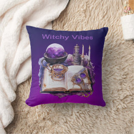 神秘的パープルクリスタルとタロットインスパイアデザイン クッション