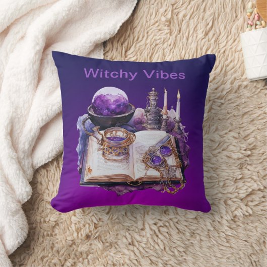 神秘的パープルクリスタルとタロットインスパイアデザイン クッション (ブランケット)