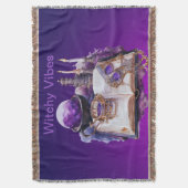 神秘的パープルクリスタルとタロットインスパイアデザイン スローブランケット (正面縦)
