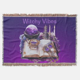 神秘的パープルクリスタルとタロットインスパイアデザイン スローブランケット
