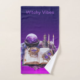 神秘的パープルクリスタルとタロットインスパイアデザイン バスタオルセット