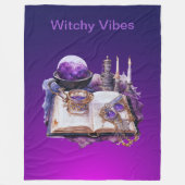 神秘的パープルクリスタルとタロットインスパイアデザイン フリースブランケット (正面)