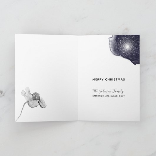 神秘的パープルスカイやる気を起こさせることわざクリスマス カード (内部)