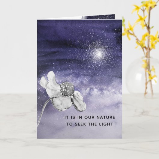 神秘的パープルスカイやる気を起こさせることわざクリスマス カード (黄色い花)