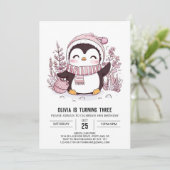 神秘的ペお洒落ンギンデジタル誕生日 招待状 (スタンド正面)